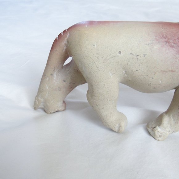 Vintage Carved Lion Sculpture Soapstone Home Accent Collectable Art Stone Statue - Picture 8 of 10